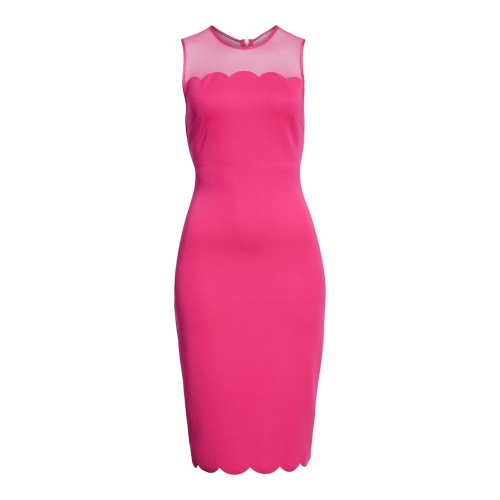 Ted Baker London Scalloped Mesh Yoke Bodycon Dress